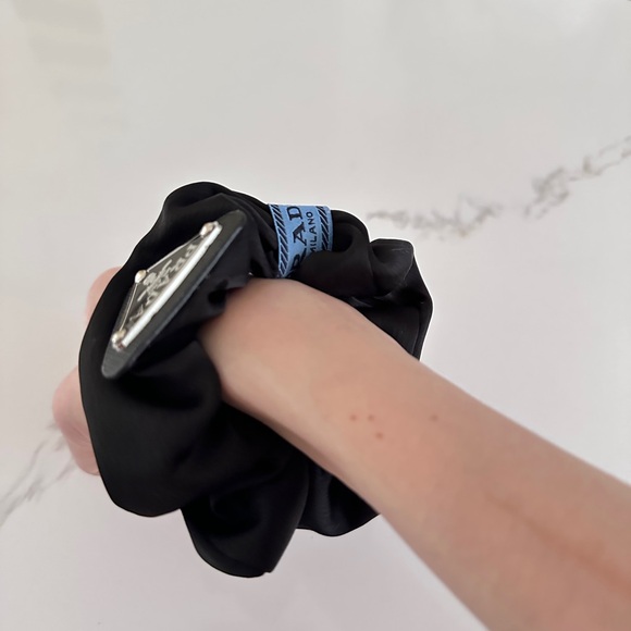 Black Satin Hair Tie, Hair Scrunchies, Head Band, wrist tie - Picture 5 of 5